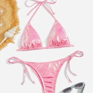 Pink Metallic Bikini Set